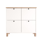 Robin Home Alaska Ayakkabılık Çok Amaçlı Dolap 4 Kapaklı Ahşap Ayaklı Sepet-Beyaz - Görsel 4