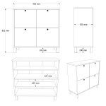 Robin Home Alaska Ayakkabılık Çok Amaçlı Dolap 4 Kapaklı Ahşap Ayaklı Sepet-Beyaz - Görsel 5