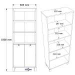 Robin Home Alaska Kitaplık Raf Ahşap Ayaklı 180cm Kapaklı Sepet-Beyaz-Jüt - Görsel 5