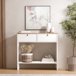 Robin Home Alaska Dresuar Kapaklı Ahşap Ayaklı Sepet-Beyaz