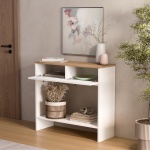 Robin Home Alaska Dresuar Kapaklı Ahşap Ayaklı Sepet-Beyaz - Görsel 3