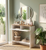 Robin Home Alaska Aynalı Dresuar Kapaklı Antre Hol Ahşap Ayaklı Sepet-Beyaz - Görsel 3