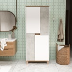 Robin Home Alaska Çok Amaçlı Dolap Mutfak Kiler Erzak Banyo Dolabı 175cm Sepet-Beyaz-Taş