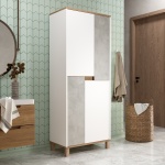 Robin Home Alaska Çok Amaçlı Dolap Mutfak Kiler Erzak Banyo Dolabı 175cm Sepet-Beyaz-Taş - Görsel 2