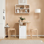 Robin Home Alaska Mutfak Masası Yemek Masası Dolaplı Raflı Sepet-Beyaz