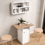 Robin Home Alaska Mutfak Masası Yemek Masası Dolaplı Raflı Sepet-Beyaz - Görsel 3