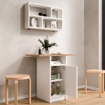 Robin Home Alaska Mutfak Masası Yemek Masası Dolaplı Raflı Sepet-Beyaz - Görsel 4