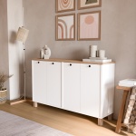 Robin Home Alaska Konsol 4 Kapaklı Ahşap Ayaklı 120cm Sepet-Beyaz - Görsel 2