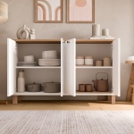 Robin Home Alaska Konsol 4 Kapaklı Ahşap Ayaklı 120cm Sepet-Beyaz - Görsel 3