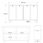 Robin Home Alaska Konsol 4 Kapaklı Ahşap Ayaklı 120cm Sepet-Beyaz - Görsel 5