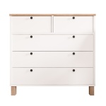 Robin Home Alaska Şifonyer 5 Çekmece Ahşap Ayaklı Sepet-Beyaz - Görsel 4