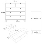 Robin Home Alaska Şifonyer 5 Çekmece Ahşap Ayaklı Sepet-Beyaz - Görsel 5