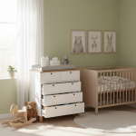 Robin Home Merlin Bebek Odası Çocuk Odası Şifonyer 5 Çekmece Ahşap Ayaklı Beyaz-Sepet - Görsel 3