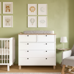 Robin Home Merlin Bebek Odası Çocuk Odası Şifonyer 5 Çekmece Ahşap Ayaklı Beyaz-Sepet