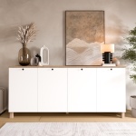 Robin Home Alaska Konsol 4 Kapaklı Ahşap Ayaklı 180cm Sepet-Beyaz