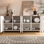 Robin Home Alaska Konsol 4 Kapaklı Ahşap Ayaklı 180cm Sepet-Beyaz - Görsel 3