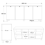 Robin Home Alaska Konsol 4 Kapaklı Ahşap Ayaklı 180cm Sepet-Beyaz - Görsel 5