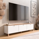 Robin Home Alaska Tv Ünitesi Sehpası 3 Kapaklı Ahşap Ayaklı 180cm Sepet-Beyaz - Görsel 2