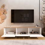 Robin Home Alaska Tv Ünitesi Sehpası 3 Kapaklı Ahşap Ayaklı 180cm Sepet-Beyaz - Görsel 3