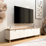 Robin Home Alaska Tv Ünitesi Sehpası 4 Kapaklı Ahşap Ayaklı 180cm Sepet-Beyaz - Görsel 2