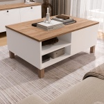 Robin Home Alaska Orta Sehpa Ahşap Ayaklı Kapaklı Sepet-Beyaz - Görsel 3