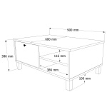 Robin Home Alaska Orta Sehpa Ahşap Ayaklı Kapaklı Sepet-Beyaz - Görsel 6