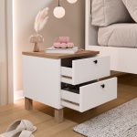 Robin Home Alaska Komodin 2 Çekmeceli Ahşap Ayaklı Sepet-Beyaz - Görsel 3