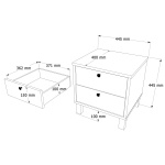 Robin Home Alaska Komodin 2 Çekmeceli Ahşap Ayaklı Sepet-Beyaz - Görsel 6