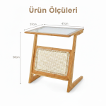 Doğal Bambu Hazeranlı Rattan Yan Sehpa Komodin Kitaplık Dergilik - Görsel 6