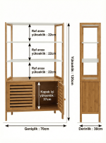 Bambu Çok Amaçlı Raflı Banyo Düzenleyici 2 Kapaklı Dolap - Görsel 5