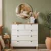 Robin Home Alaska Aynalı Şifonyer 5 çekmeceli Ahşap Ayak Ahşap Beyaz