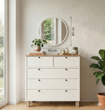 Robin Home Alaska Aynalı Şifonyer 5 çekmeceli Ahşap Ayak Ahşap Beyaz - Görsel 2