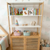 Montessori Doğal Bambu Bebek Çocuk odası Raflı Kapaklı Kitaplık Oyuncak Dolabı