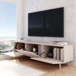 Robin Home Miami Tv Ünitesi Sehpası 3 Kapaklı Ahşap Ayaklı 180cm Kumsal - Görsel 3