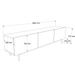 Robin Home Miami Tv Ünitesi Sehpası 3 Kapaklı Ahşap Ayaklı 180cm Kumsal - Görsel 4