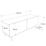 Robin Home Miami Tv Ünitesi Sehpası 2 Kapaklı Ahşap Ayaklı 120cm Kumsal - Görsel 4