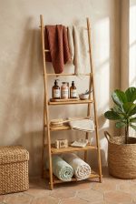 Bambu 3 Raflı Havlu Askısı Banyo Düzenleyici Havluluk Organize