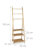 Bambu 3 Raflı Havlu Askısı Banyo Düzenleyici Havluluk Organize - Görsel 4