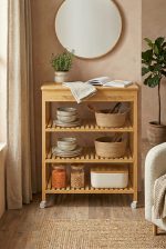 Bambu 2 Çekmeceli 3 Raflı Tekerlekli Bango Düzenleyici Dolap Servis Arabası - Görsel 2