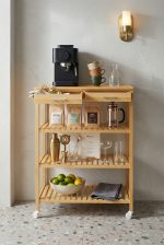 Bambu 2 Çekmeceli 3 Raflı Tekerlekli Bango Düzenleyici Dolap Servis Arabası - Görsel 3