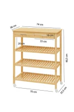 Bambu 2 Çekmeceli 3 Raflı Tekerlekli Bango Düzenleyici Dolap Servis Arabası - Görsel 4