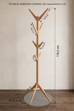 Bambu Portmanto Askılık 8'li Modern Vestiyer Ayaklı Askılık Ahşap Elbise Askısı - Görsel 6