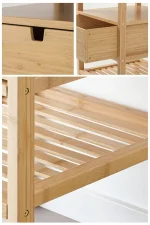 Bambu Raflı Çekmeceli Başucu Yatak Odası Yan Sehpa Şifonyer Düzenleyici Komodin - Görsel 4