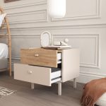 Robinhome Rhode Komodin 2 Çekmeceli Ahşap Ayaklı Kumsal-Sepet - Görsel 3