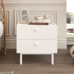 Robinhome Rhode Komodin 2 Çekmeceli Ahşap Ayaklı Beyaz