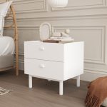 Robinhome Rhode Komodin 2 Çekmeceli Ahşap Ayaklı Beyaz - Görsel 2