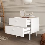 Robinhome Rhode Komodin 2 Çekmeceli Ahşap Ayaklı Beyaz - Görsel 3