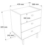 Robinhome Rhode Komodin 3 Çekmeceli Ahşap Ayaklı Kumsal-Sepet - Görsel 4