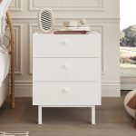 Robinhome Rhode Komodin 3 Çekmeceli Ahşap Ayaklı Beyaz