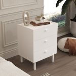 Robinhome Rhode Komodin 3 Çekmeceli Ahşap Ayaklı Beyaz - Görsel 2